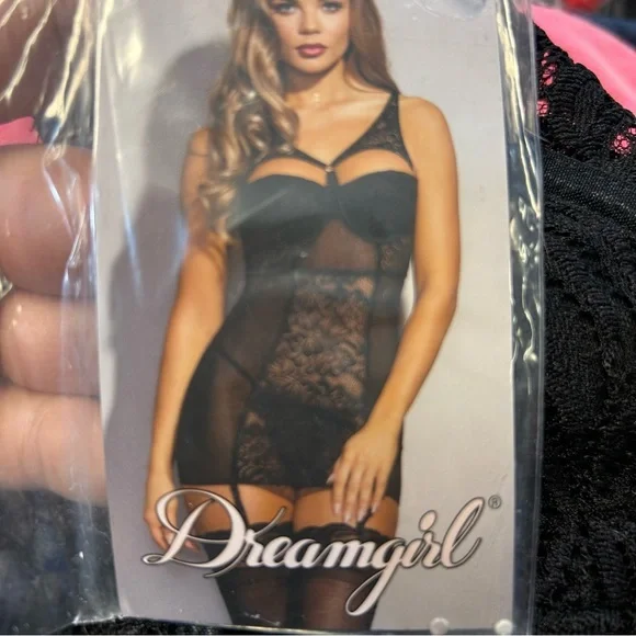 Dreamgirl Black Babydoll Bustier Garter Lingerie Size M NWT - Picture 11 of 12